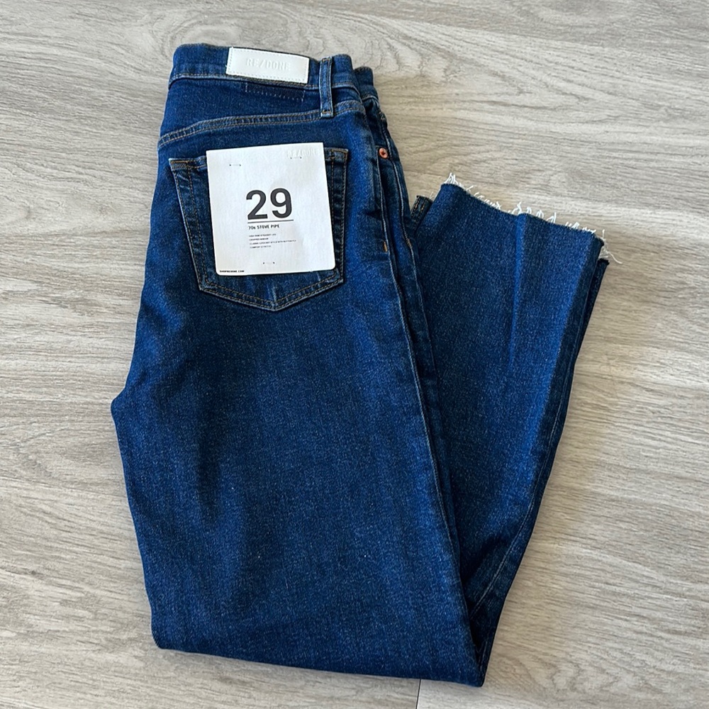 NWT RE/DONE Comfort Stretch High Rise 70s Stove Pipe Jeans